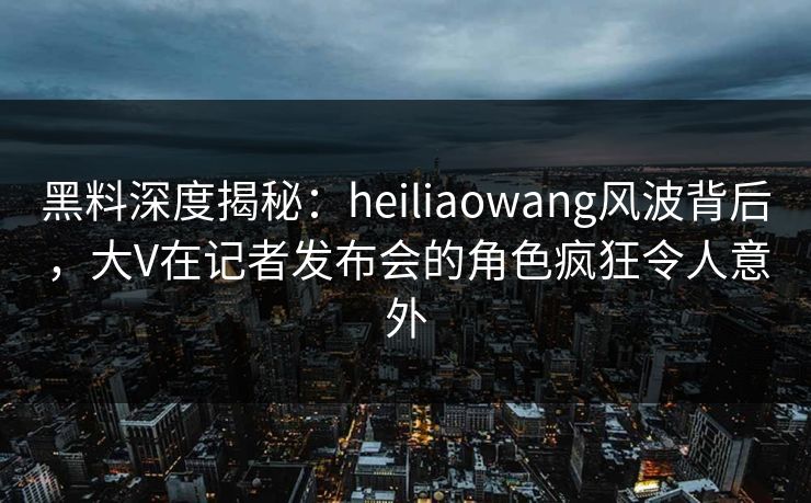 黑料深度揭秘：heiliaowang风波背后，大V在记者发布会的角色疯狂令人意外