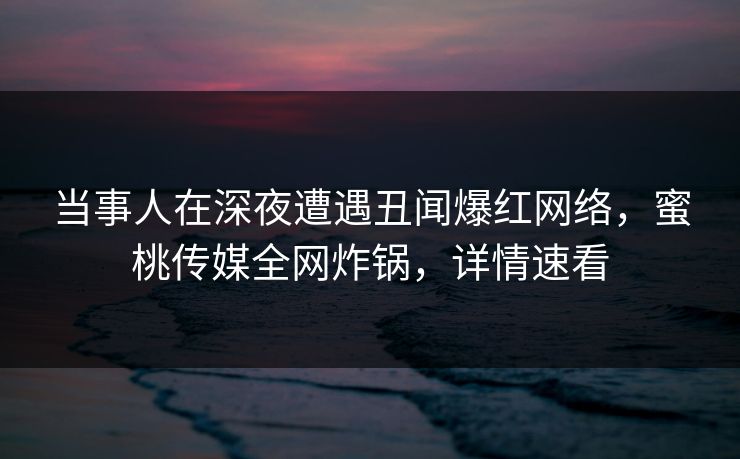 当事人在深夜遭遇丑闻爆红网络，蜜桃传媒全网炸锅，详情速看