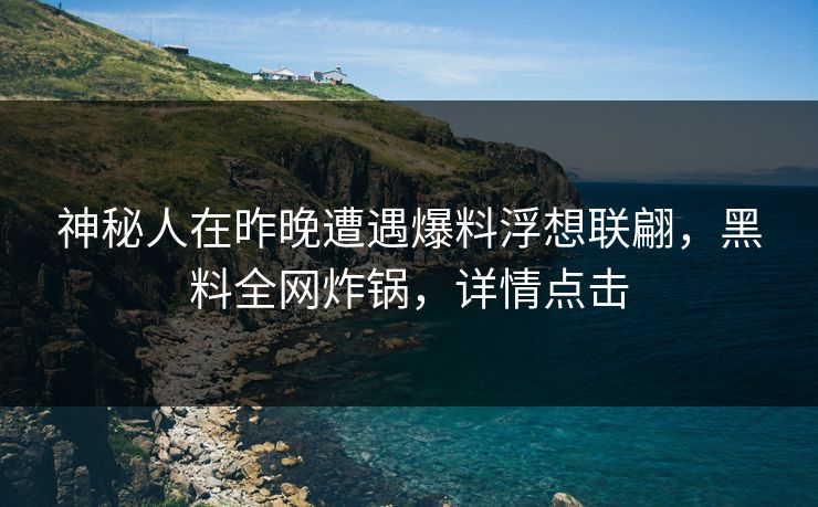 神秘人在昨晚遭遇爆料浮想联翩，黑料全网炸锅，详情点击