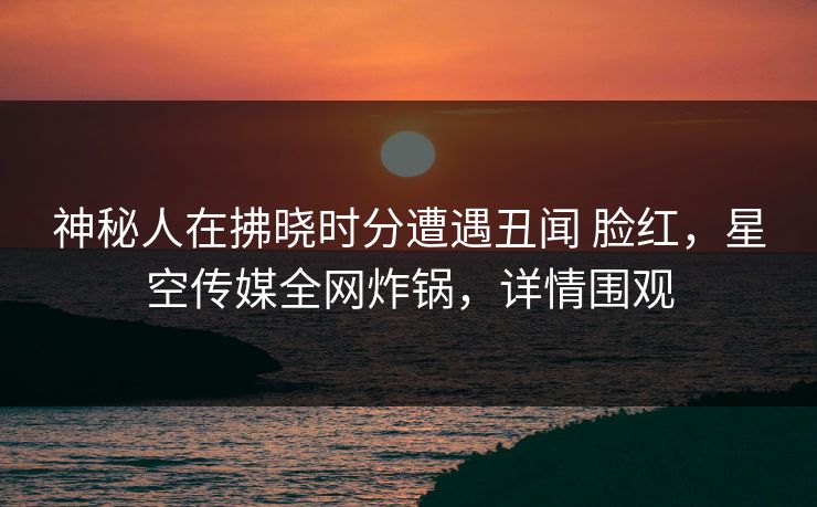 神秘人在拂晓时分遭遇丑闻 脸红,星空传媒全网炸锅,详情围观 神秘人在拂晓时分遭遇丑闻 脸红,星空传媒全网炸锅,详情围观