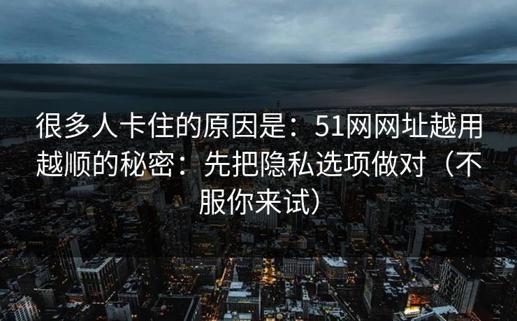 很多人卡住的原因是：51网网址越用越顺的秘密：先把隐私选项做对（不服你来试）